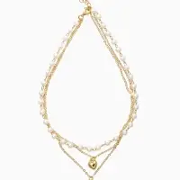 Бусы детские "Выбражулька" 3 нити, лиса, сердце, жемчуг, белые в золоте