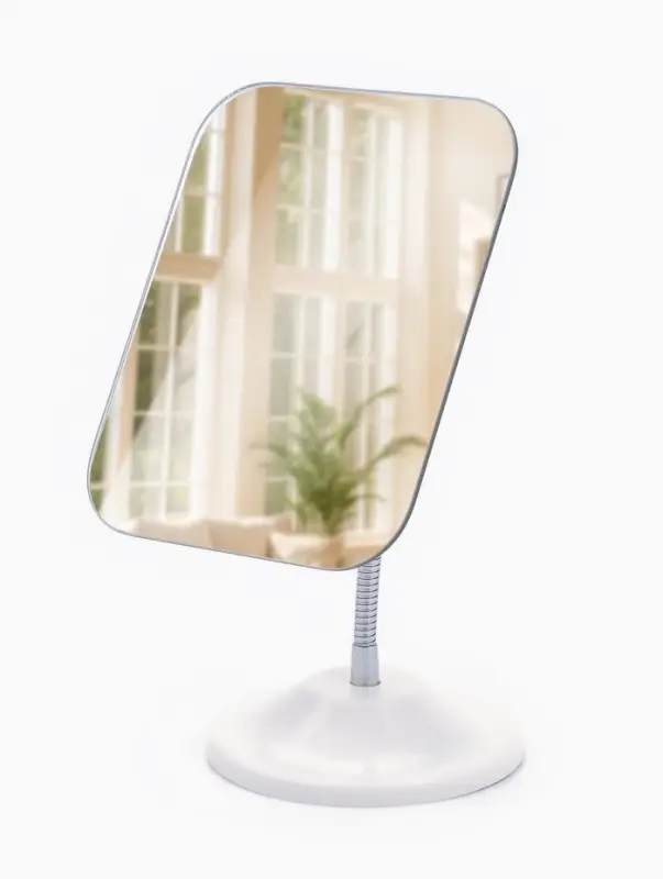 Зеркало настольное, на гибкой ножке, 23&times;13 см, (16.5&times;13.5 см), белое