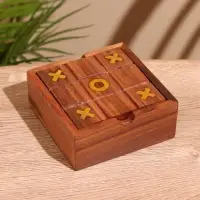 Игра настольная 2 в 1, крестики-нолики, солитёр, 11.5&times;11.5&times;5 см, дерево шишам