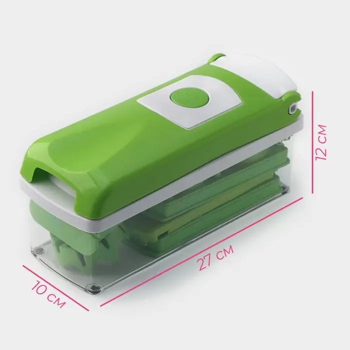 Овощерезка универсальная Доляна &laquo;Фреш Флеш&raquo;, 7 насадок, овощечистка, мерный контейнер, 27&times;10&times;12 см, зелёная, белая