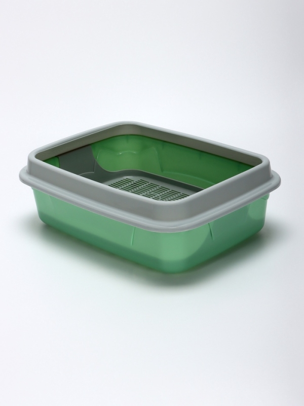 Туалет с бортом с сеткой, 45х34х15 см, серый/оливковый Туалет с бортом с сеткой, 45х34х15 см, серый/оливковый