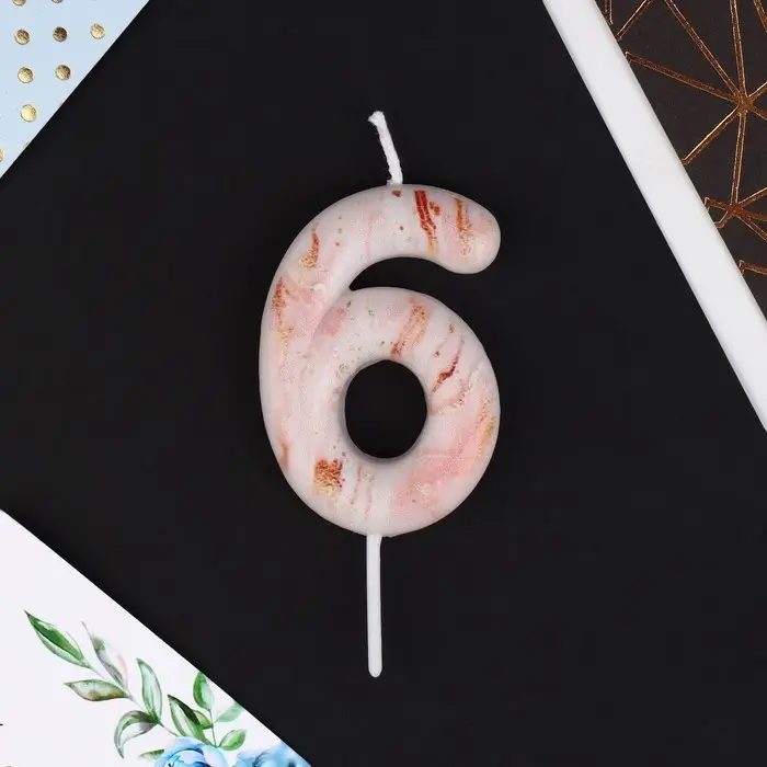 Свеча для торта, цифра «6», 5,5 х 8 см Свеча для торта, цифра «6», 5,5 х 8 см