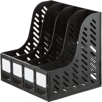 Лоток вертикальный Attache 4отделения сборный черный