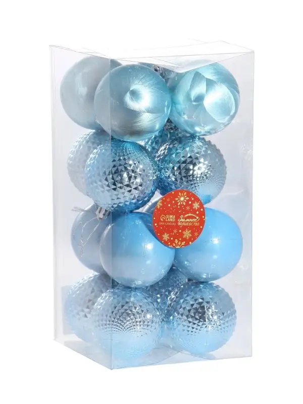 Ёлочные игрушки &laquo;Туманные грани&raquo;, шары новогодние, d=6 см, набор 16 шт., голубой