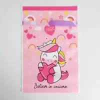 Пакет подарочный пластиковый с лентой, упаковка, &laquo;Believe in unicorn&raquo;, 20 х 30 см