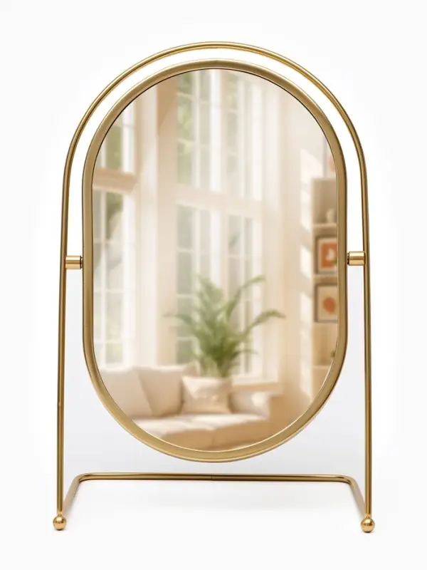 Зеркало настольное PREMIUM, металлическое, 22&times;34&times;12 см, (17.5&times;26.5 см), цвет золотой