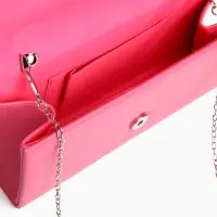 Сумка-клатч женская вечерняя на магните, на длинной цепочке, с декоративным бантом, розовая