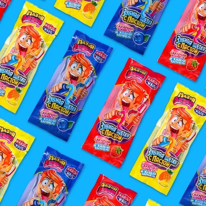 Сахарное ассорти: конфета и жидкая карамель «Зубная щетка с пастой», 15 г