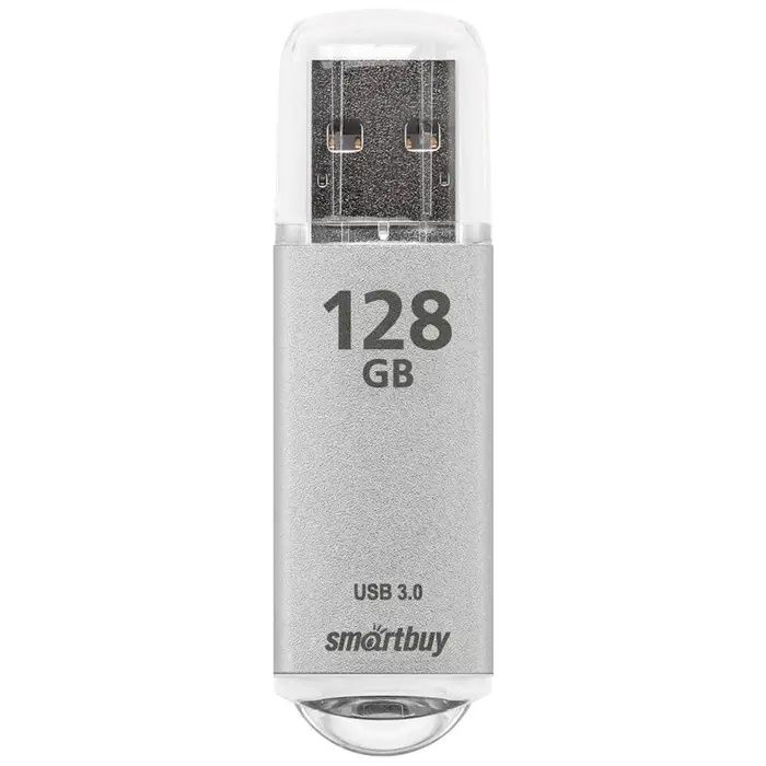 Флешка Smartbuy V-Cut, 128 ГБ, USB 3.0, чтение до 75 Мб/с, запись до 25 Мб/с, серая
