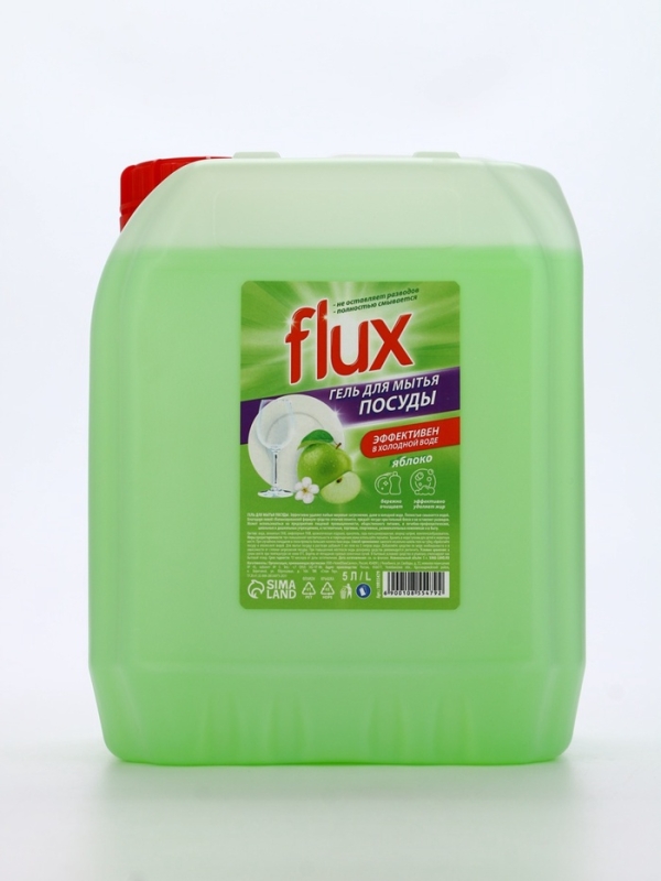 Гель для мытья посуды FLUX  Гель для мытья посуды FLUX "Зелёное яблоко",  5 л