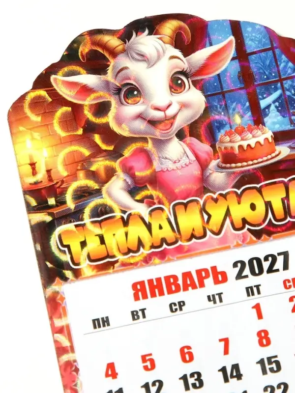 Магнит новогодний календарь отрывной 2027 &laquo;Тепла и уюта!&raquo; 6.5&times;10 см