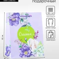 Пакет подарочный ламинированный &laquo;Счастья&hellip;.&raquo; 18&times;22.3&times;10 см