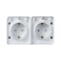 AtlasDesign Profi54  розетка двойная с заземлением со шторками IP54 16А 250B, БЕЛЫЙ, Россия
