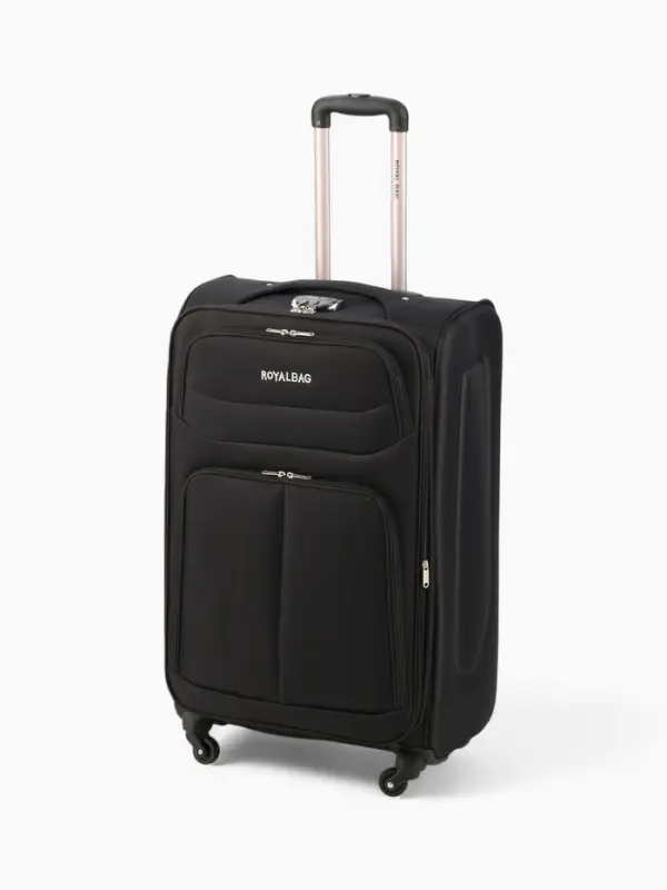 Чемодан на колёсах Royalbag большой 104 л (L), на молнии, с увеличением, кодовый замок, 4 колеса, чёрный