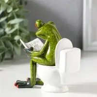 Сувенир полистоун лак "Лягушонок на унитазе с журналом" 10,5х6х10,5 см