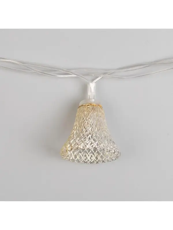 Гирлянда &laquo;Нить&raquo; 4 м с насадками &laquo;Колокольчик&raquo;, IP20, прозрачная нить, 20 LED, свечение белое, 8 режимов, 220 В