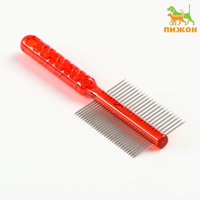 Расчёска для шерсти  Расчёска для шерсти "Пузырьки" двухсторонняя, прозрачная, 19,5 х 5,6 см, красная