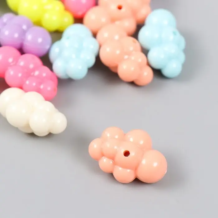 Бусины для творчества пластик "Цветные облачка" набор 15 шт 1,4х1,7х2,5 см