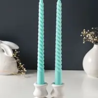 Набор свечей витых 25 см, 2 шт., 57 г, 5 ч, мятный