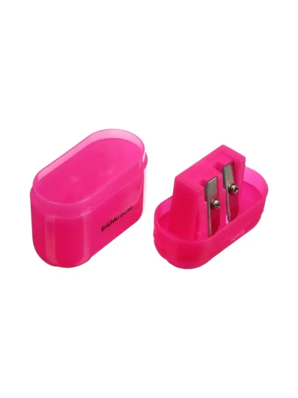 Точилка ErichKrause Case Duo Neon, 2 отверстия, с контейнером, МИКС