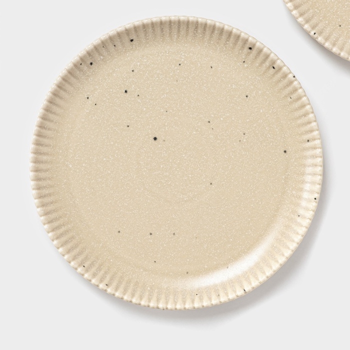 Тарелки Доляна «Коралл», d=20,8 см, набор 2 шт, фарфор, бежевые Тарелки Доляна «Коралл», d=20,8 см, набор 2 шт, фарфор, бежевые