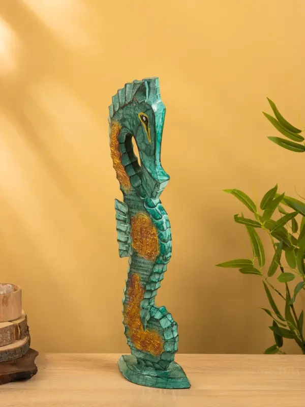 Сувенир интерьерный  Сувенир интерьерный "Морской конь" 18х9х60 см, дерево, цв. зелёный