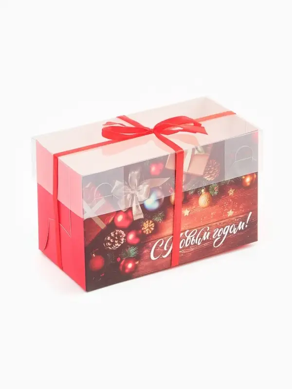 Коробка для капкейка &laquo;С Новым годом&raquo;, 16&times;8&times;10 см