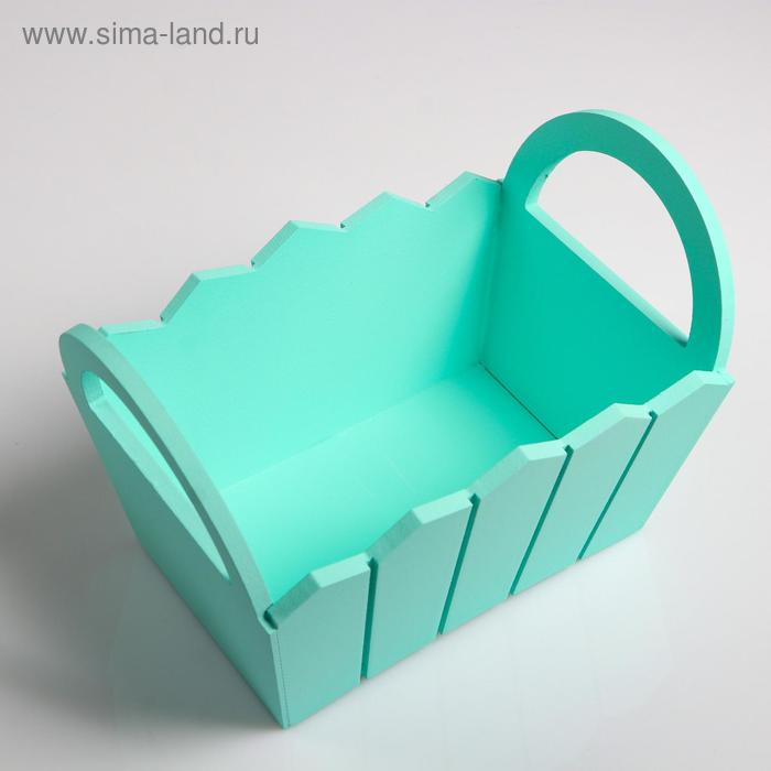 Кашпо деревянное 25,5×16,5×17,5 см Кашпо деревянное 25,5×16,5×17,5 см "Мария", ручки боковые, МДФ, мята