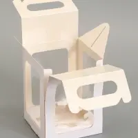 Кондитерская упаковка, коробка с окном, белая, 13&times;13&times;16 см