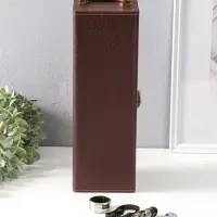 Шкатулка дерево, кожзам под бутылку "Кожа питона" коричневая 4 предмета 35х11х12 см