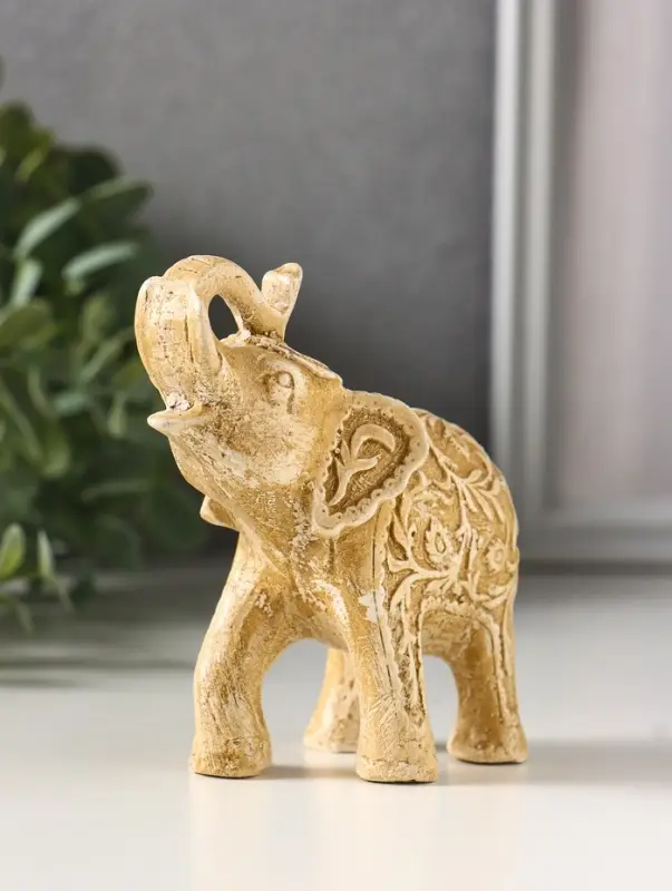 Фигурка гипс &laquo;Слон резной&raquo;, 10&times;10&times;5 см, слоновая кость