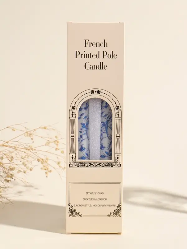 Набор свечей античных, 2,2х25 см, 2 шт "Птица и цветы" сине-белые 8х28х2,3 см