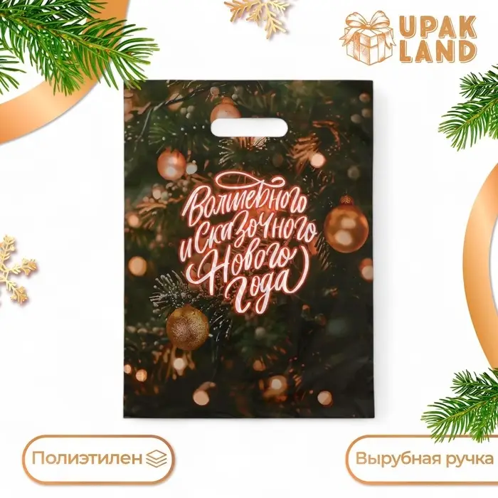Пакет «Волшебного и сказачного нового года», полиэтиленовый с вырубной ручкой, 30×40 см, 5