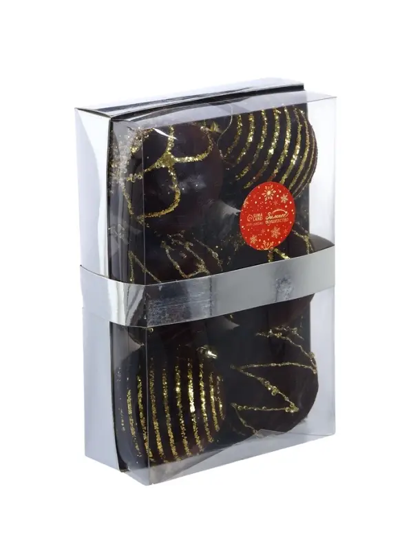 Набор шаров пластик d-8 см, 6 шт Набор шаров пластик d-8 см, 6 шт "Бархат. Фестиваль" геометрия, коричневый