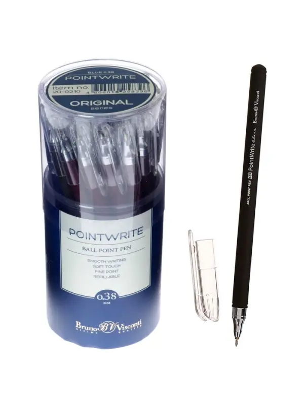 Ручка шариковая BrunoVisconti. PointWrite. Original, синий стержень, узел 0.38 мм, матовый корпус, МИКС
