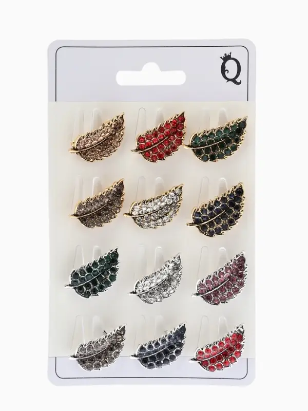 Брошь "Листик" маленький,  (фас 12шт), цвет МИКС