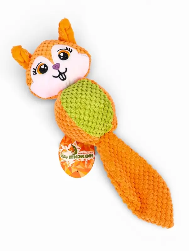 Мягкая игрушка для собак &laquo;Белка&raquo;, 36 см, с пищалкой, оранжевая