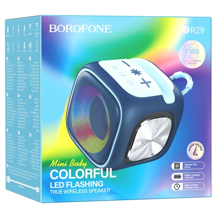 Портативная колонка Borofone BR29, 1200 мАч, 7 Вт, BT 5.3, FM, TF-карты, USB, AUX, синяя Портативная колонка Borofone BR29, 1200 мАч, 7 Вт, BT 5.3, FM, TF-карты, USB, AUX, синяя