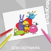 Акриловые маркеры 12 цветов ErichKrause Slim Jolly Friends, пулевидный наконечник