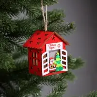 Ёлочная игрушка &laquo;Дед Мороз у ёлки&raquo;, 8&times;7&times;6 см, 1 LED, от батареек, свечение тёплое белое