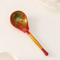 Ложка деревянная &laquo;Наша традиция&raquo;, полубаская, ручная роспись, 18.5&times;6.5 см, хохлома