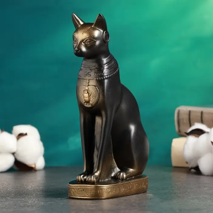 Фигурка гипс &laquo;Кошка египетская&raquo;, бронза, 11&times;20&times;7 см