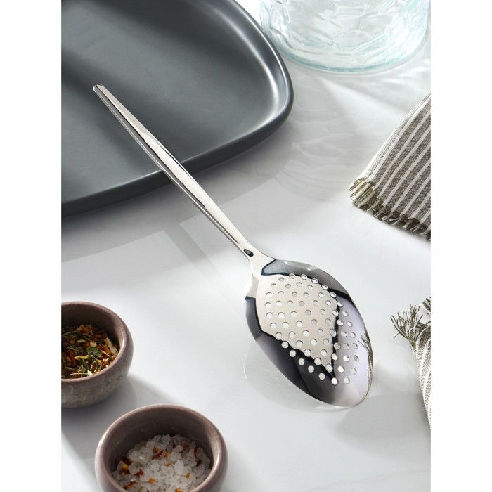 Ложка для снятия пены, 27 см, толщина 2,5 мм, цвет серебряный Ложка для снятия пены, 27 см, толщина 2,5 мм, цвет серебряный