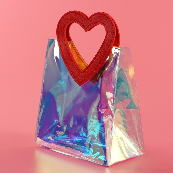 Пакет подарочный из ПВХ, красный, ирридисцентный, 20 х 18 х 10 см Пакет подарочный из ПВХ, красный, ирридисцентный, 20 х 18 х 10 см