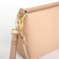 Сумка женская кросс-боди на молнии, 25.5&times;6.5&times;12.5 см, бежевая