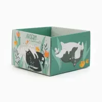 Коробка самосборная &laquo;Котики&raquo;, размер 11&times;11&times;7 см, плотность 270 г/м&sup2;