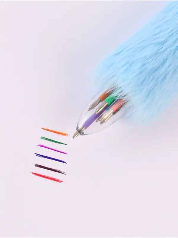 Пушистый блокнот и ручка многоцветная Стич, голубой Пушистый блокнот и ручка многоцветная Стич, голубой