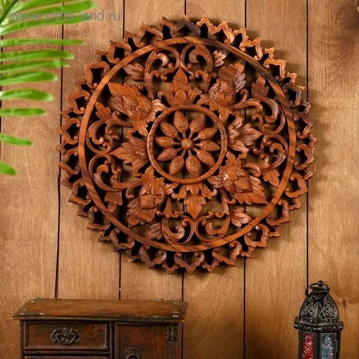 Панно резное дерево  Панно резное дерево "Раджа" 40х40х2 см