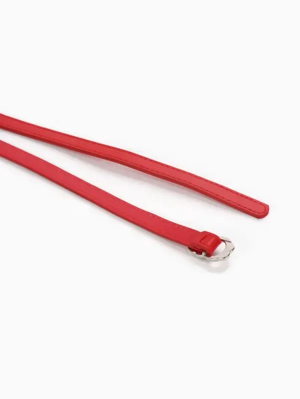 Ремень женский, узкий, 1.4&times;105 см, металлическая пряжка, красный