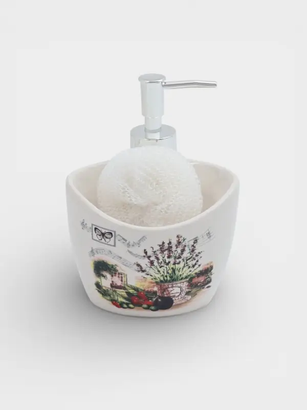 Дозатор для моющего средства с подставкой для губки Доляна &laquo;Лаванда&raquo;, 260 мл